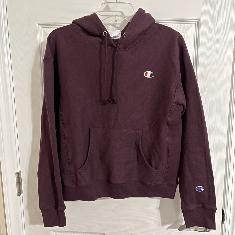 Champion Reverse Weave C Logo Hoodie Pullover Venetian Purple Size small
